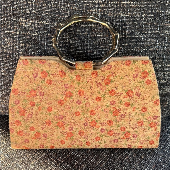 Chic Floral Clutch with Gold Accent Handle - Picture 2 of 5